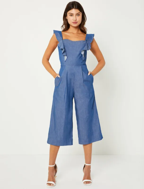 Ruffle Sleeve Jumpsuit sold by BCBGMaxAzria