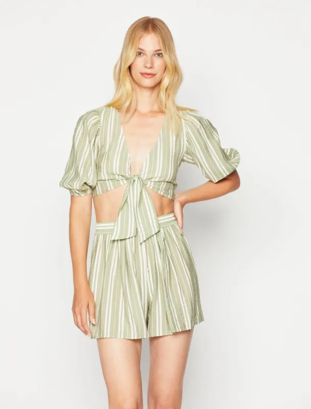 Magda Tie-Front Striped Crop Top sold by BCBGMaxAzria