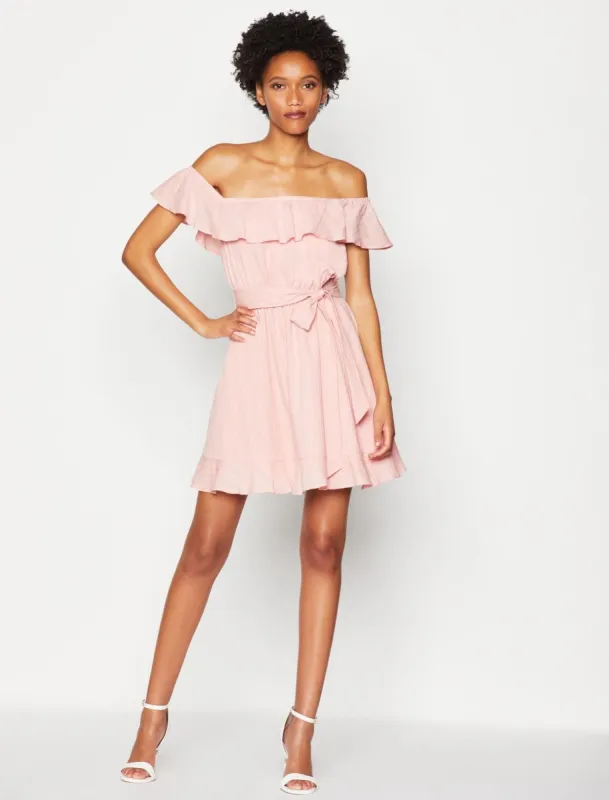 Off-The-Shoulder Ruffle Dress sold by BCBGMaxAzria