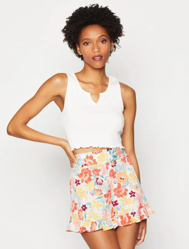 Freya High-Waisted Ruffle Hem Short sold by BCBGMaxAzria