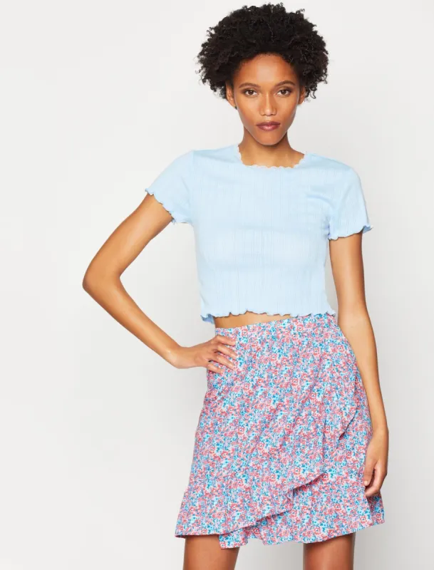 Izzy Pointelle Short Sleeve Crop Top sold by BCBGMaxAzria
