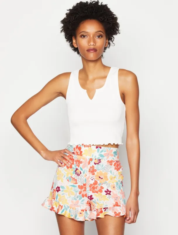 Ribbed Henley Crop Top sold by BCBGMaxAzria