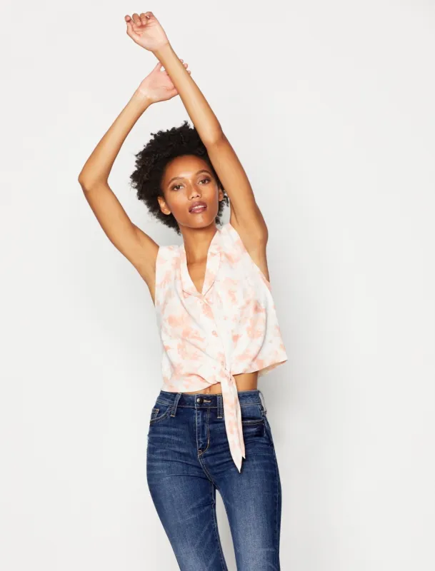 Tie-Front Button-Down Tie Dye Top sold by BCBGMaxAzria