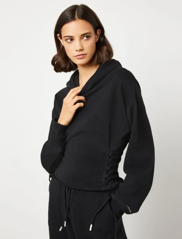 Riley Lace-Up Crop Hoodie sold by BCBGMaxAzria