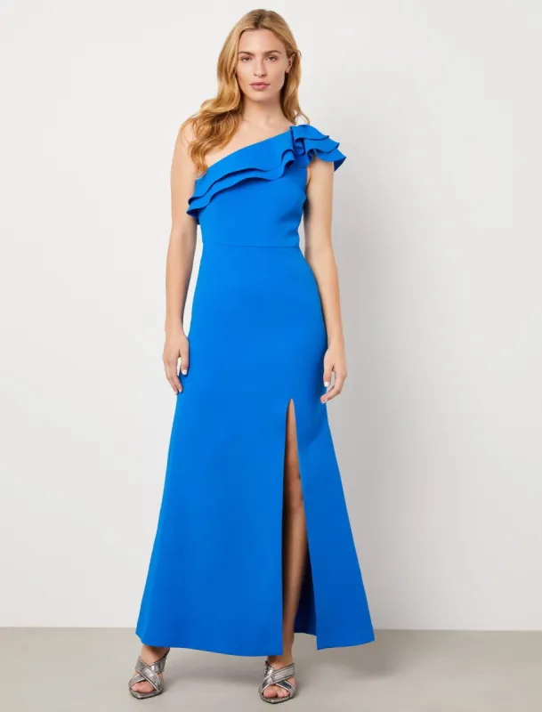 One Shoulder Ruffle Evening Dress sold by BCBGMaxAzria