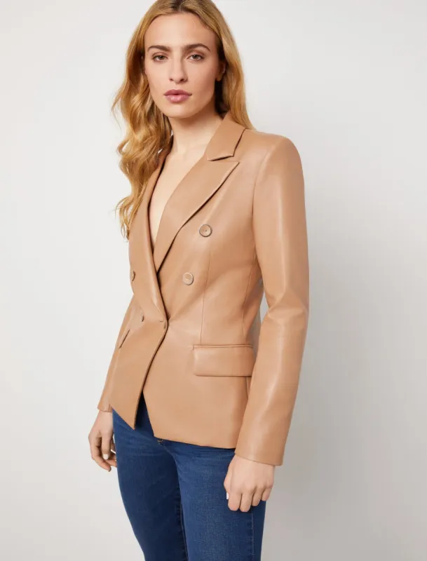 Faux Leather Double-Breasted Blazer sold by BCBGMaxAzria