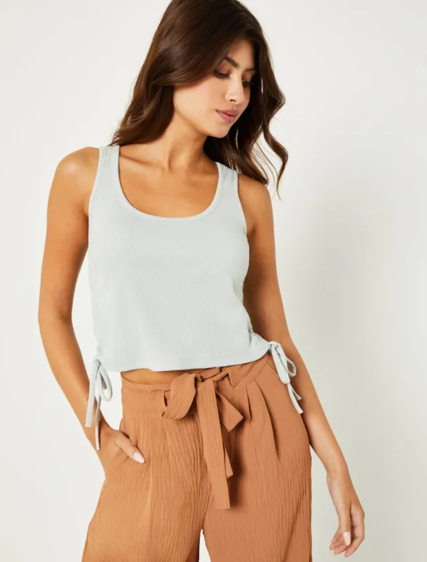 Scoop Neck Drawstring Crop Top sold by BCBGMaxAzria