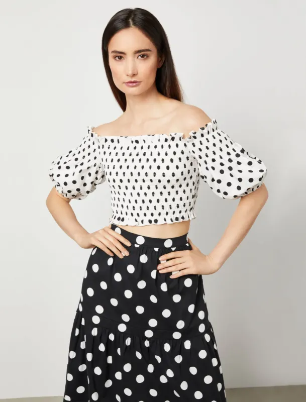 Off-The-Shoulder Puff Sleeve Top sold by BCBGMaxAzria