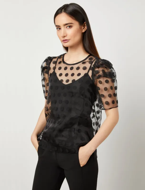 Polka Dot Sheer Top sold by BCBGMaxAzria