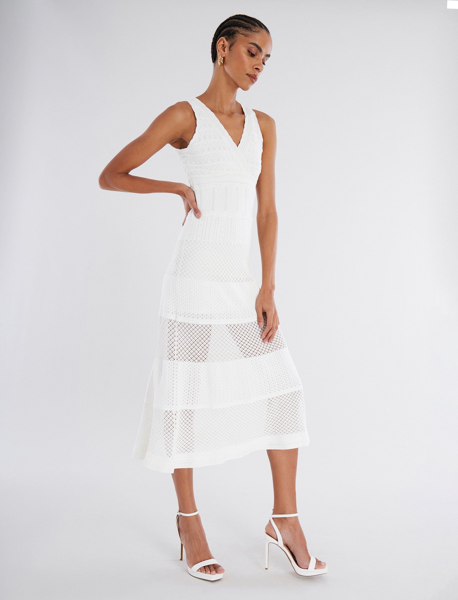 Adrienne V-Neck Fit-And-Flare Dress sold by BCBGMaxAzria product image thumbnail 4