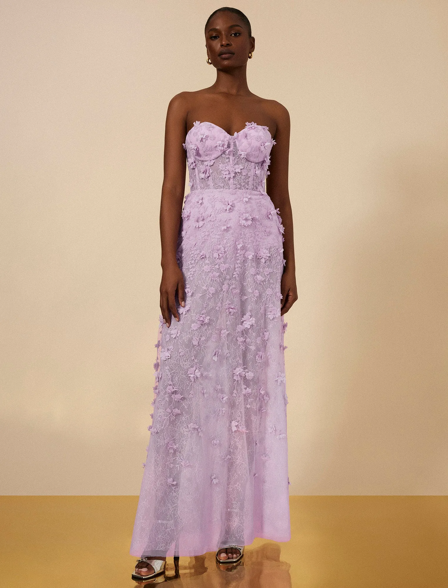 Poppy Strapless Floral Appliqué Gown sold by BCBGMaxAzria