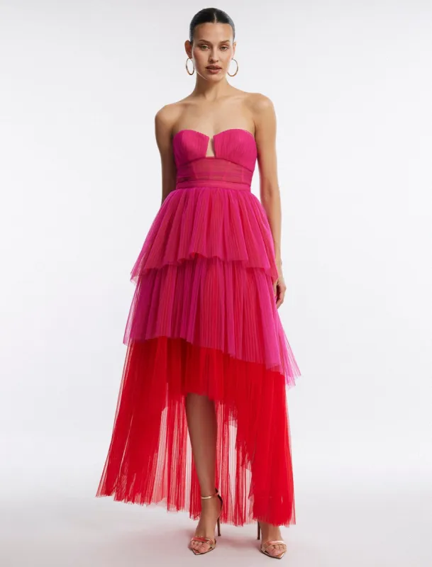 Flora Strapless High-Low Tulle Gown sold by BCBGMaxAzria