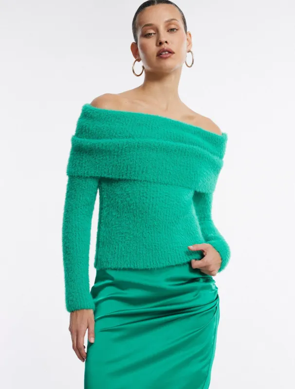 Off-The-Shoulder Foldover Rib Sweater sold by BCBGMaxAzria