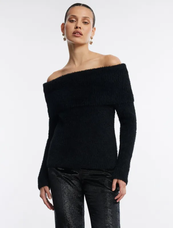 Off-The-Shoulder Foldover Rib Sweater sold by BCBGMaxAzria