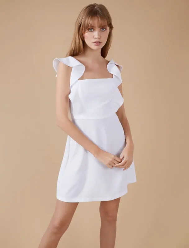 Ruffle Square Neck Mini Dress sold by BCBGMaxAzria