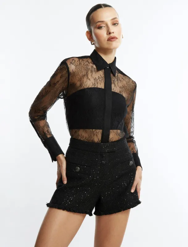 Button-Up Lace Blouse sold by BCBGMaxAzria