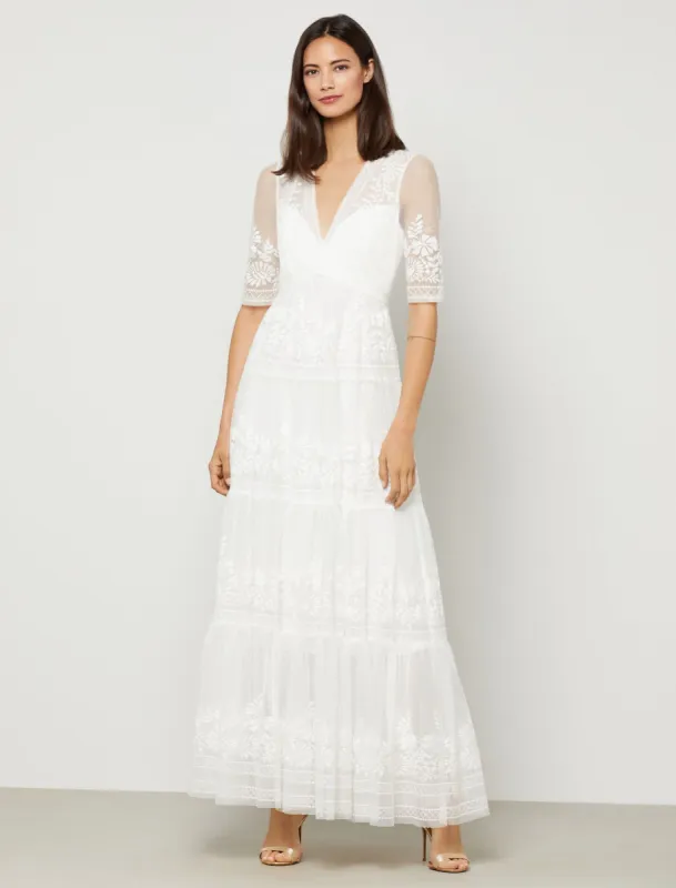 Short Sleeve Floral Evening Gown sold by BCBGMaxAzria