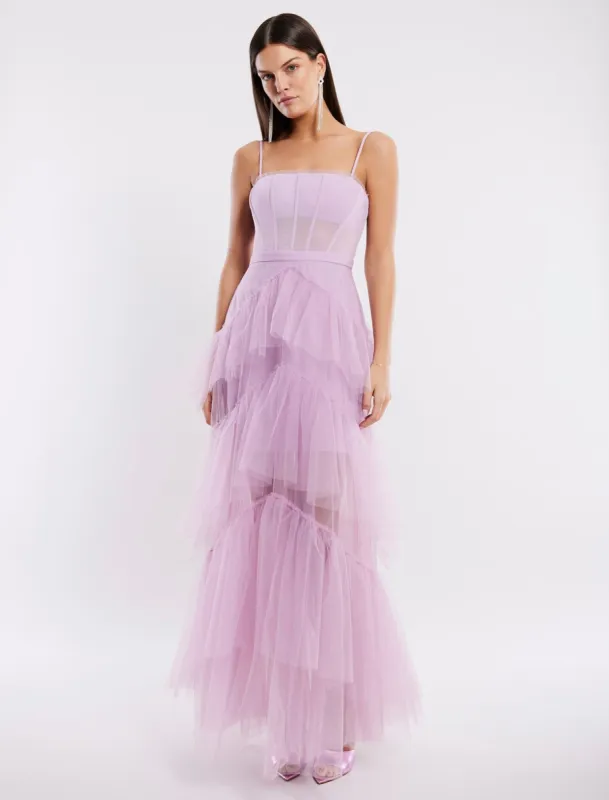 Oly Tiered Ruffle Tulle Evening Gown sold by BCBGMaxAzria