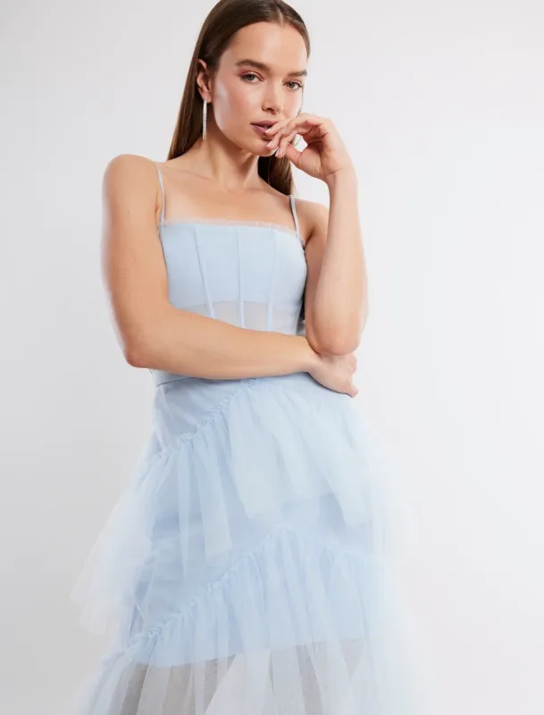 Oly Tiered Ruffle Tulle Evening Gown sold by BCBGMaxAzria