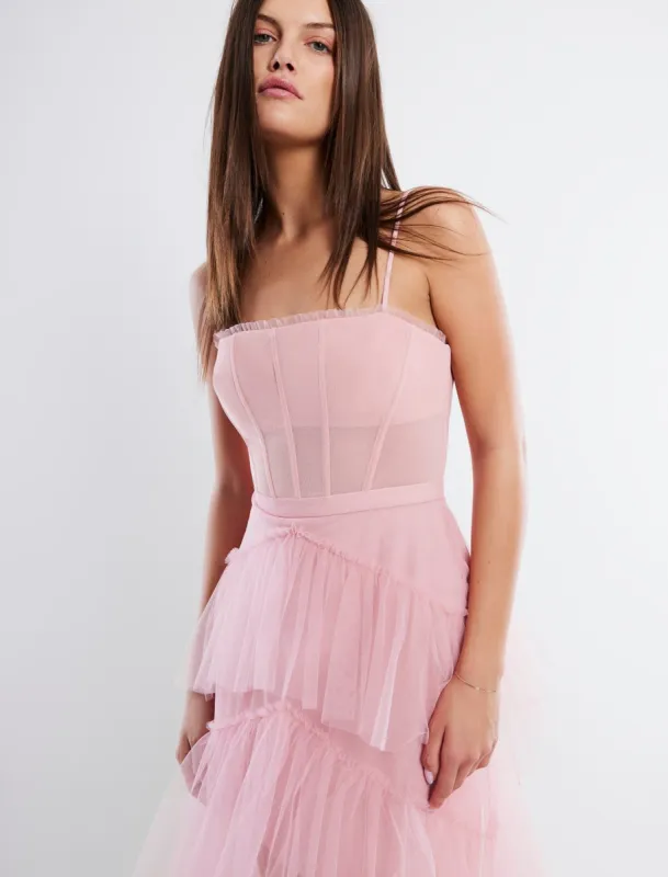 Oly Tiered Ruffle Tulle Evening Gown sold by BCBGMaxAzria