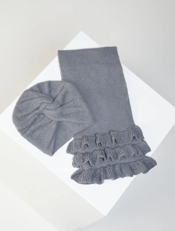 Knotted Turban & Ruffle Scarf Set sold by BCBGMaxAzria