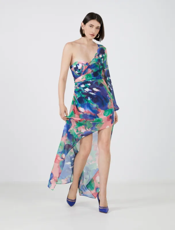 Gianni Draped One Sleeve Dress sold by BCBGMaxAzria