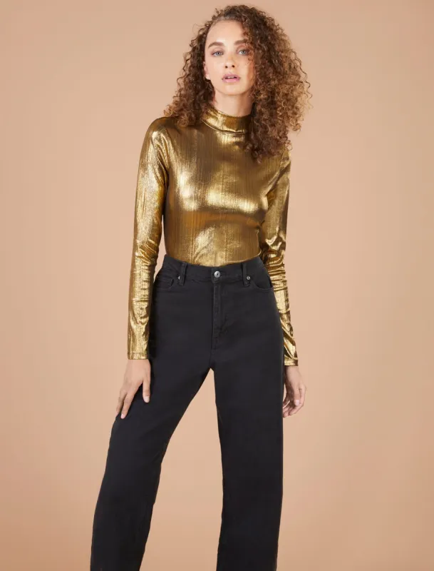 Metallic Turtleneck Top sold by BCBGMaxAzria