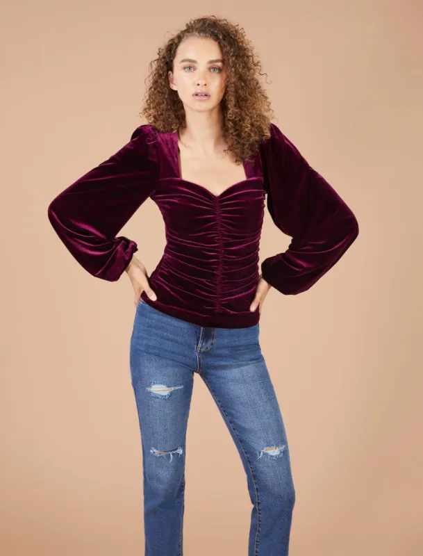 Ruched Velvet Sweetheart Top sold by BCBGMaxAzria