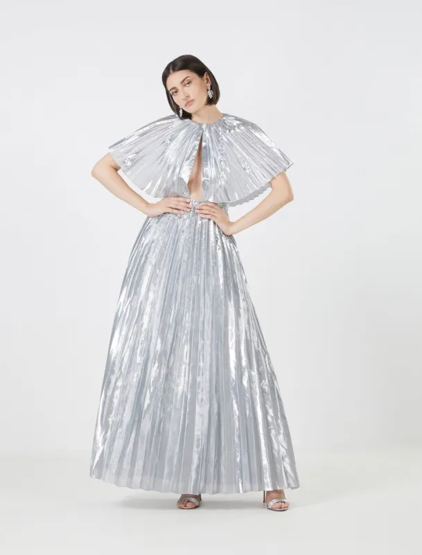 Bosco Metallic Pleated Evening Dress sold by BCBGMaxAzria