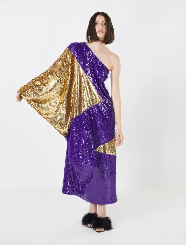 Marcello One Shoulder Sequin Evening Dress sold by BCBGMaxAzria