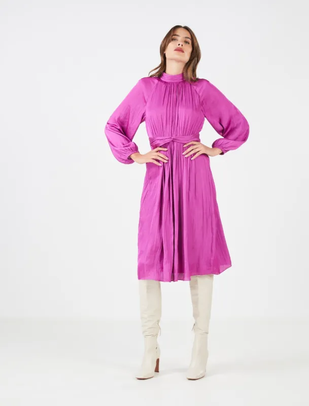 Avery Satin Mock Neck Dress made by BCBGMaxAzria