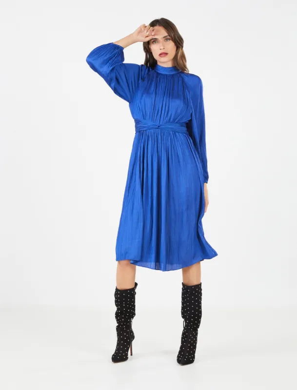 Avery Satin Mock Neck Dress made by BCBGMaxAzria