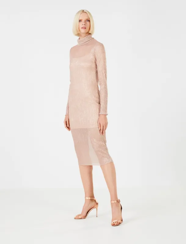 Leon Mock Neck Metallic Dress sold by BCBGMaxAzria