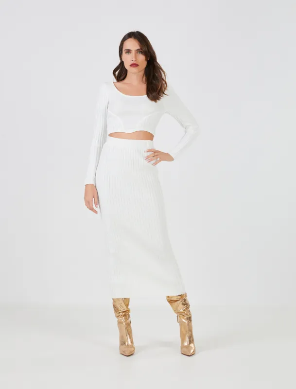 Giralda Ribbed Bodycon Skirt sold by BCBGMaxAzria