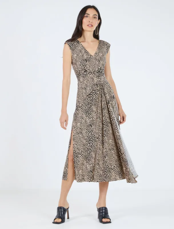 Lyla Wrap Front Midi Dress sold by BCBGMaxAzria