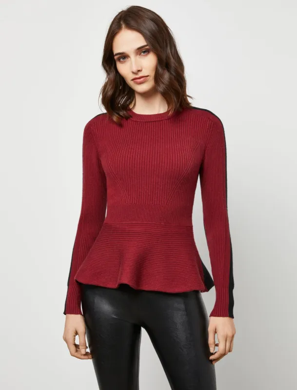Two-Tone Rib Knit Peplum Top made by BCBGMaxAzria