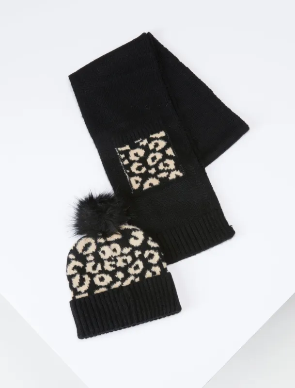 Leopard Print Faux Fur Pom & Pocket Scarf sold by BCBGMaxAzria