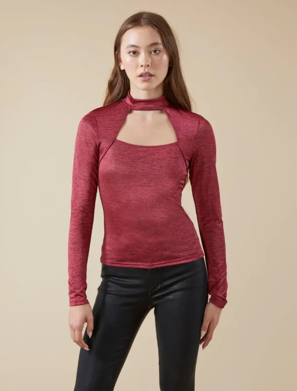 Mock Neck Cutout Top sold by BCBGMaxAzria