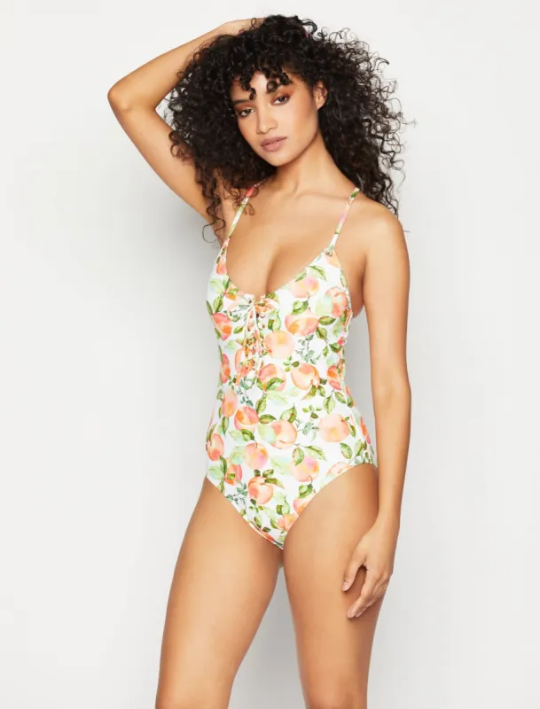 Emilia Lace-Up One-Piece Swimsuit made by BCBGMaxAzria
