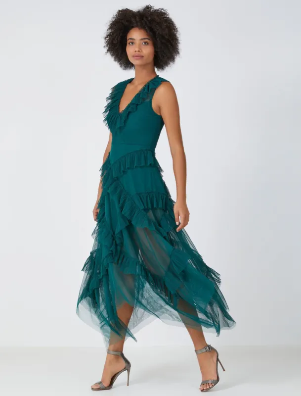 Sophie Ruffled Evening Dress sold by BCBGMaxAzria