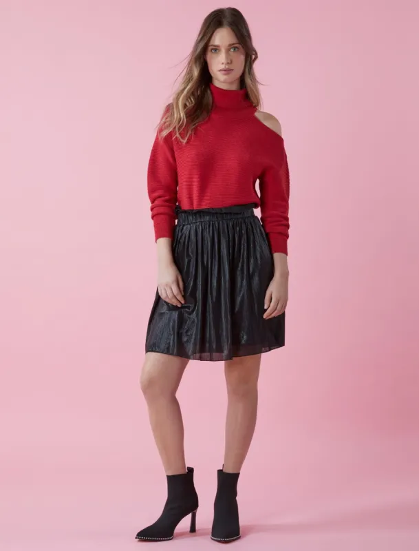 Metallic Shimmer Mini Skirt sold by BCBGMaxAzria