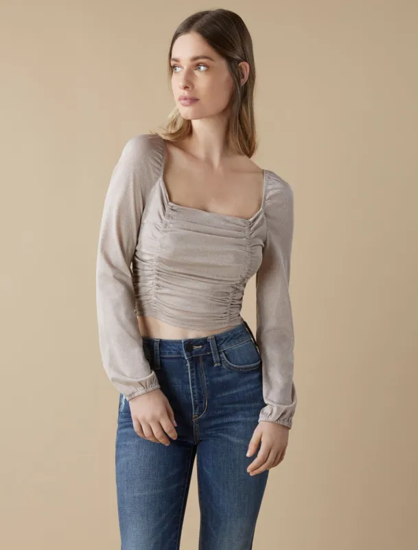 Metallic Square Neck Crop Top sold by BCBGMaxAzria