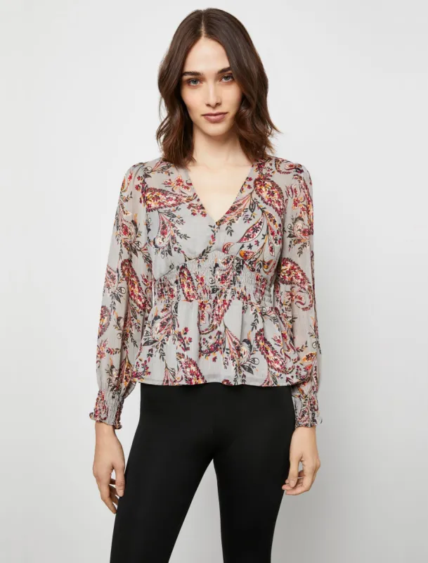 Printed Sheer Metallic Top sold by BCBGMaxAzria