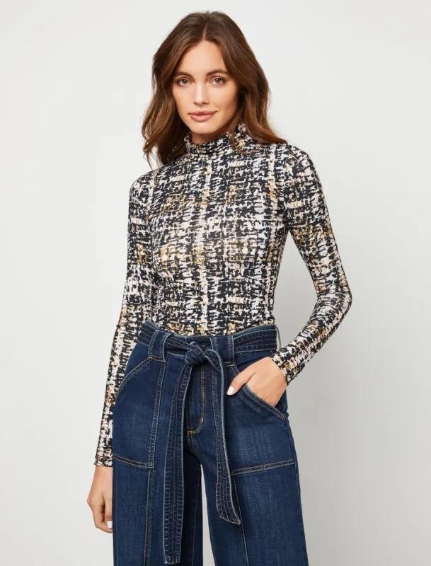 Crosshatch Turtleneck Long Sleeve Top sold by BCBGMaxAzria