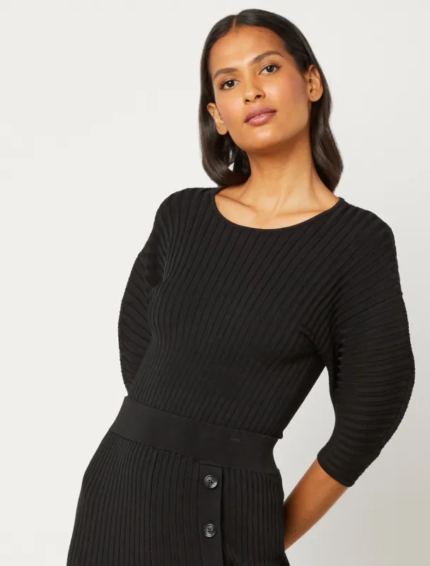 Jade Puff Sleeve Rib Top sold by BCBGMaxAzria