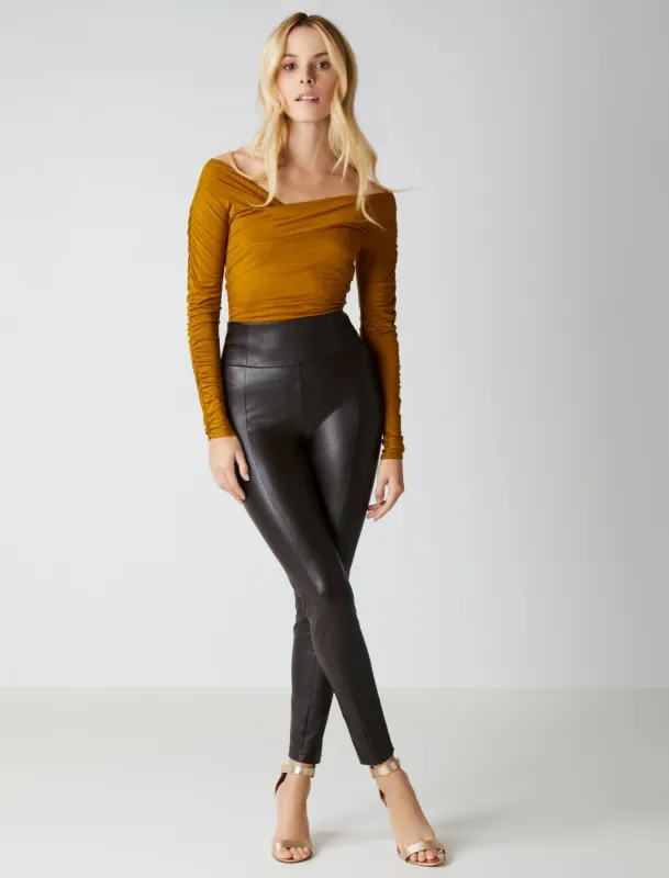 High-Waist Stretch Faux Leather Legging sold by BCBGMaxAzria