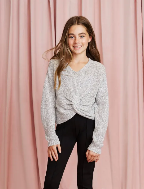 Girls Marled Metallic Twisted Sweater made by BCBGMaxAzria
