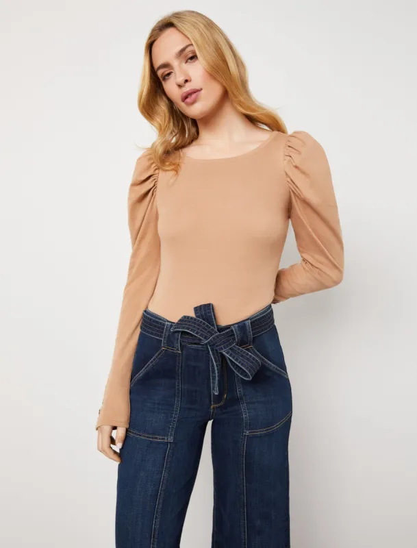 Ruched Puff Sleeve Bodysuit sold by BCBGMaxAzria