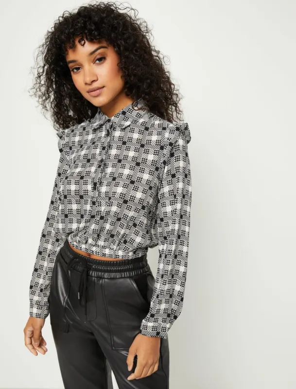 Ruffle Shoulder Crop Top sold by BCBGMaxAzria