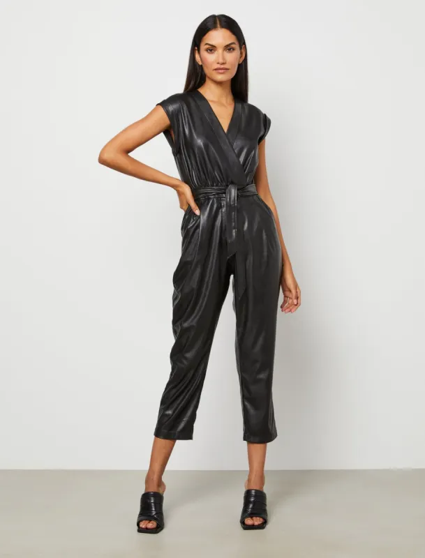 Alana Faux Leather Jumpsuit sold by BCBGMaxAzria